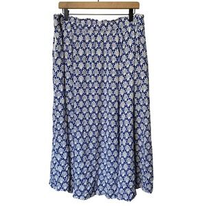 Boden Crinkle Midi Skirt Elastic Waist Pockets Slip Lined Breezy US Sz 16-18 EUC
